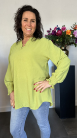 Crepe blouse Leonie met ruche Avocado