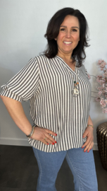 Top Mira gestreept + ketting Zwart