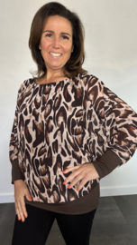 Blouse met boord new panter bruin