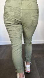 Joggjeans paisley geborduurd army