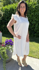 Jurk Mimi met ruche en knoopjes ecru