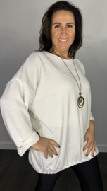 Tuniek baby rib met koord en ketting +SIZE ecru