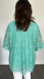Kanten blouse Ilse +SIZE mint