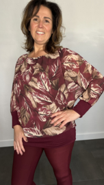 Blouse met boord autumn leaves bordeaux