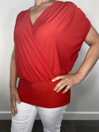 Overslag top met elastische boord korte mouw rood