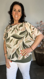Blouse met boord Leaves army