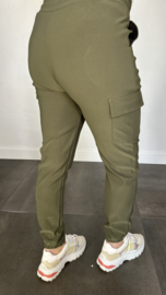 Cargo jogger in travel stof met elastiek army