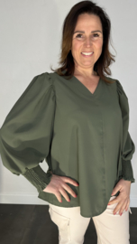 Blouse Emma met pofmouw army