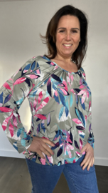 Ballon shirt met elastiek maartje licht army