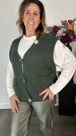 Mouwloos vest met knopen groen