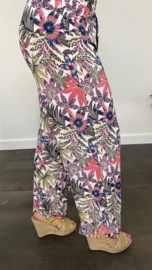 Flared broek gebloemd fuchsia