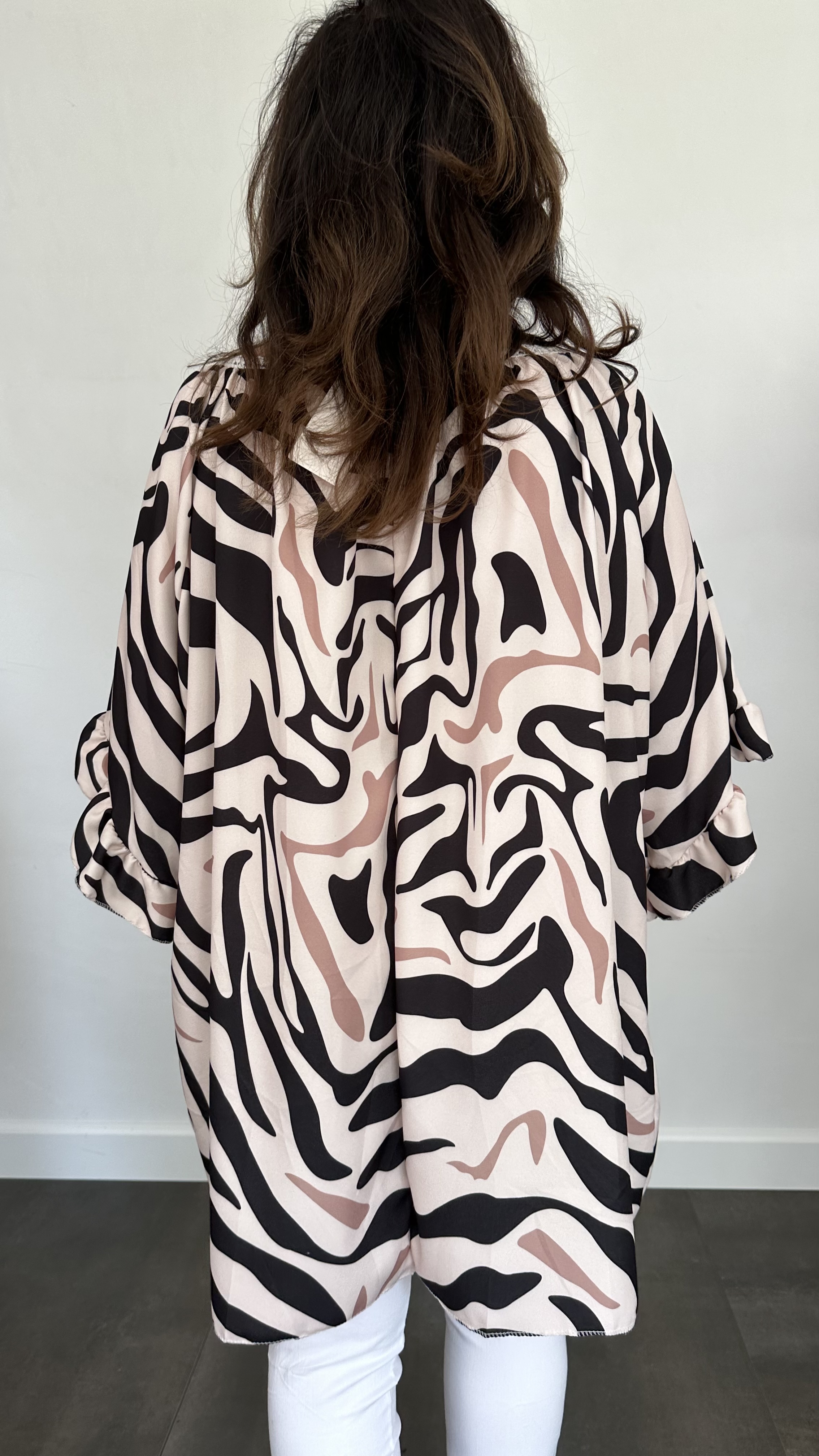Tuniek Anita +SIZE tijger zwart/wit/camel