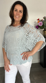Gehaakte kanten top Valerie 2-delig jeans blauw