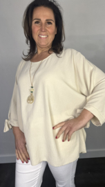 Top met strikjes & ketting +Size zand