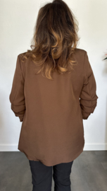 Blazer Marjan met gesmokte mouw donker bruin