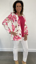 Gebloemd colbert fuchsia SALE
