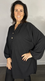 Tuniek met knoopjes crepe +SIZE zwart