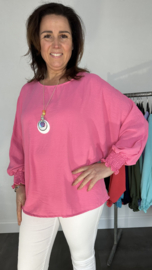 Blouse Femke met ketting en gesmokte boord pink