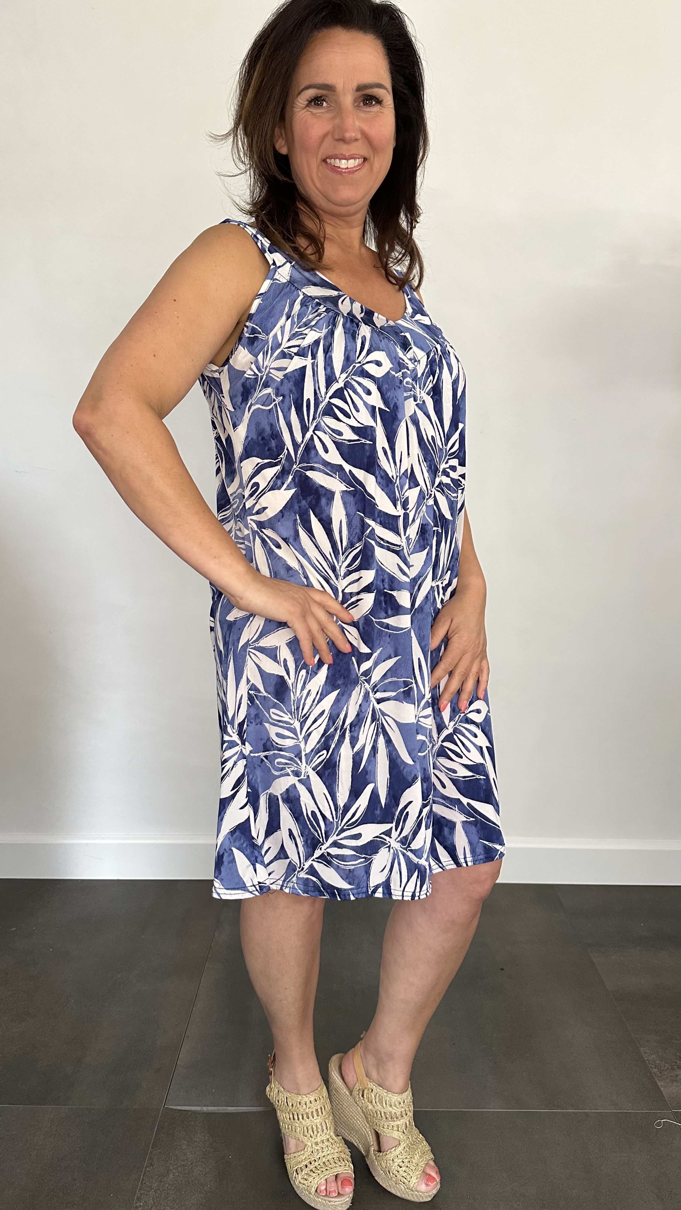 Jurkje met V-hals willow blauw