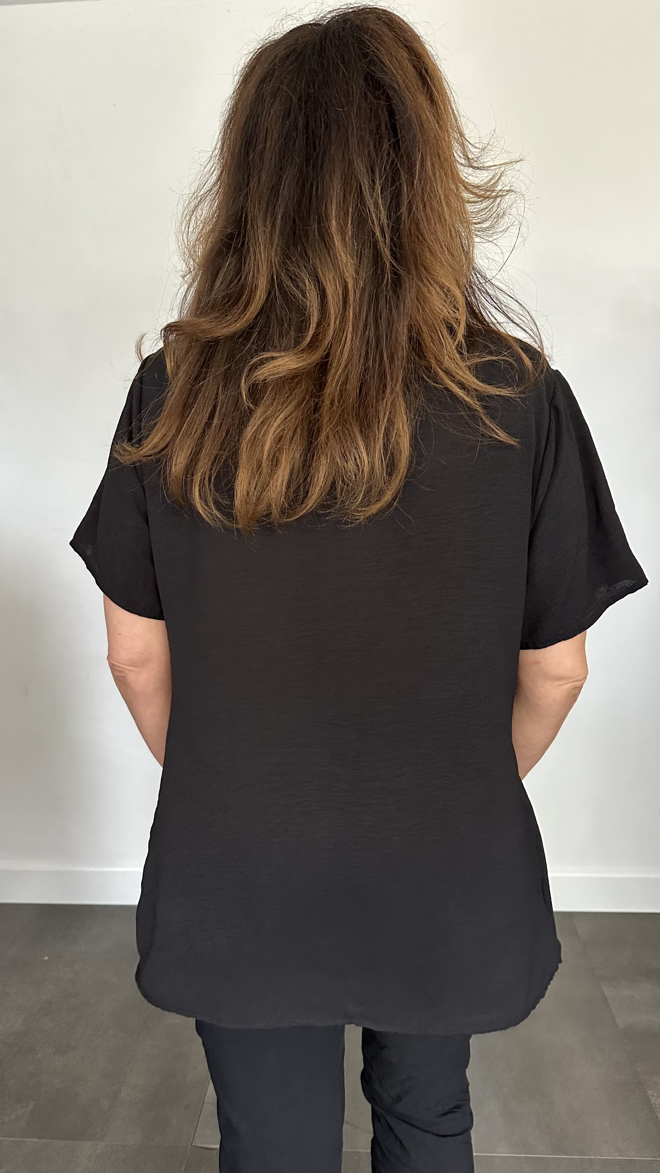 Crepe shirt met gesp zwart