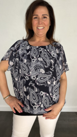 Blouse met boord paisley marine