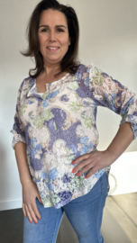 Kanten blouse gebloemd 2-delig lila