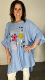 Tuniek flowers licht blauw +SIZE