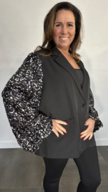 Blazer met pailletten ballonmouwen + SIZE zwart/zilver