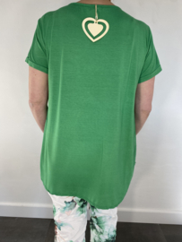 T-shirt satijn met ketting korte mouw groen