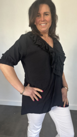 Blouse met ruche Sara zwart