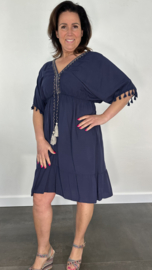 Korte jurk Roxy met elastiek donker blauw