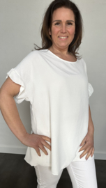 Top brigitte met ruche en KETTING ecru