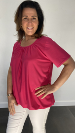 Ballon shirt travel met elastiek fuchsia (donker)