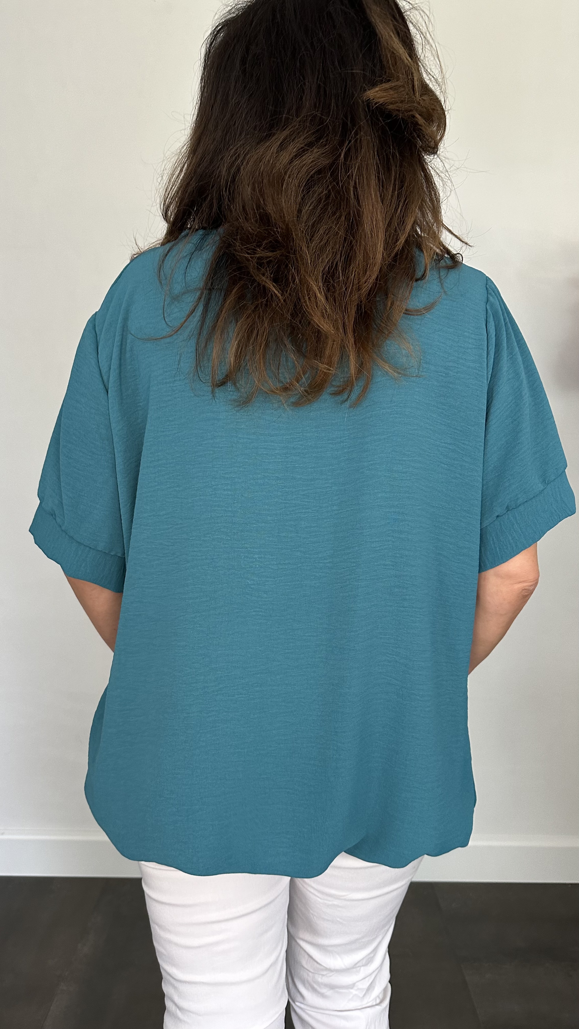 Top Maya korte mouw +SIZE petrol