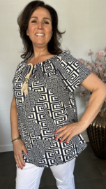 Shirt met koord travel Rome ecru/marine