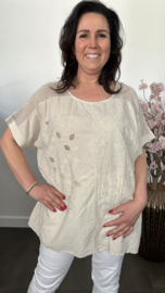 Blouse Irma broderie/ glitter Zand