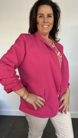 Blazer Marjan met gesmokte mouw fuchsia