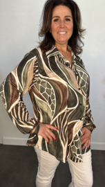 Stretch blouse soft Animal mix Army