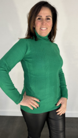 Gebreide coltrui met kabel groen SALE
