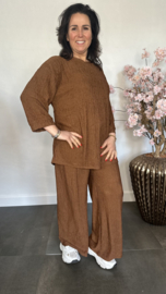 2-Delig comfy pak ribbel Bruin SALE