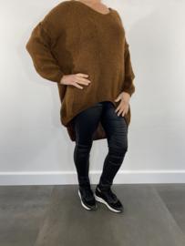 Oversized grof gebreide trui Patty bruin