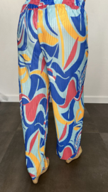 Plisse broek met wijde pijp FANTASIA turquoise SALE