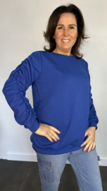 Sweater met gesmokte mouwen kobalt