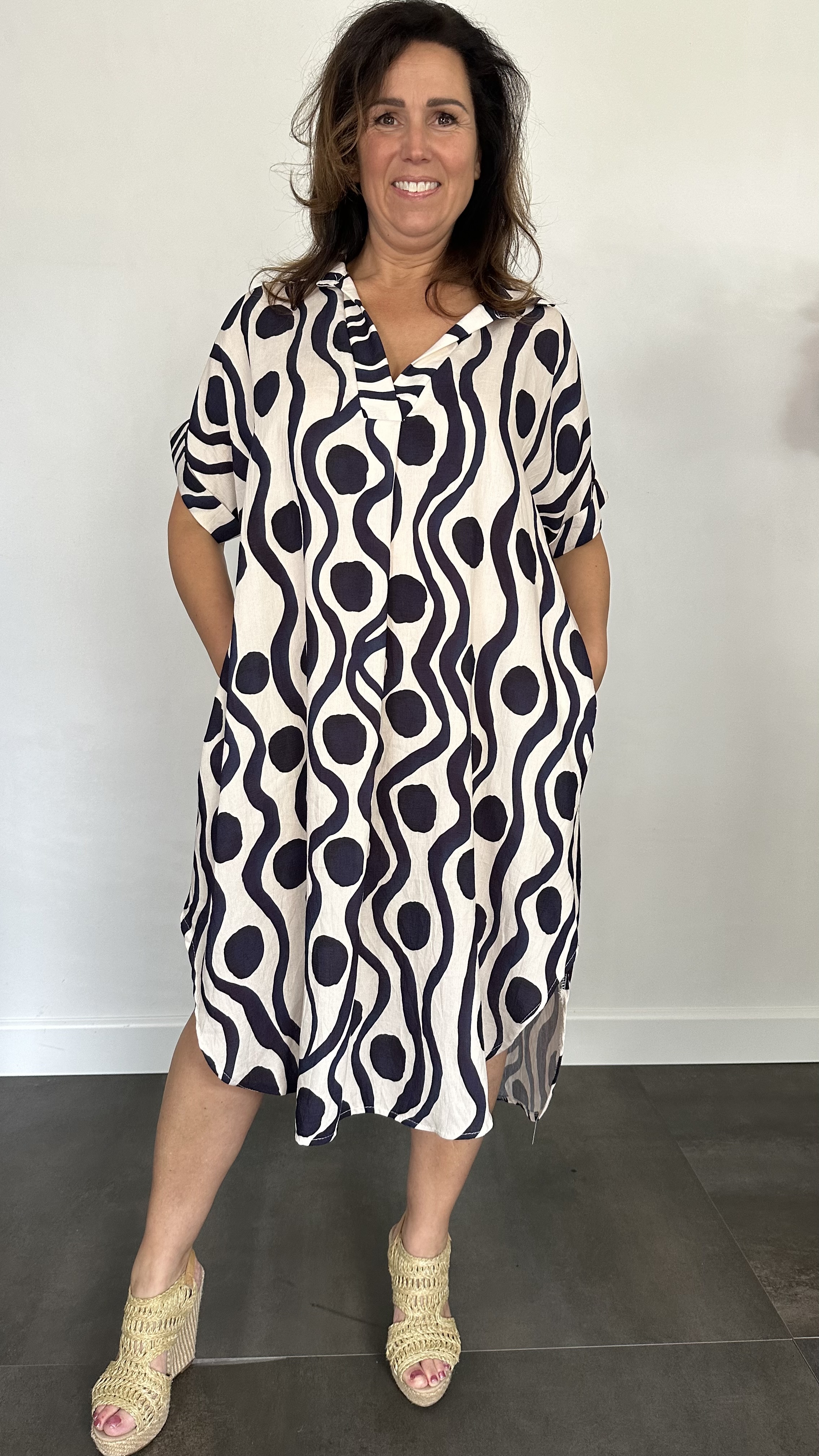 Jurk Leya waves &spots +Size Marine