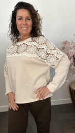 Sweater met kant en pailletten Zand