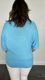 Fijn gebreide trui Viki turquoise