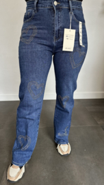 Redberry Jeans wide leg met glitter hart