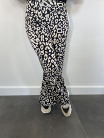 Flared pants panter zwart/ ecru
