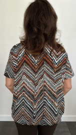 Ballon shirt met elastiek zig zag spikkel army  (+size)