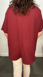 Crinkle shirt met sjaaltje Bordeaux